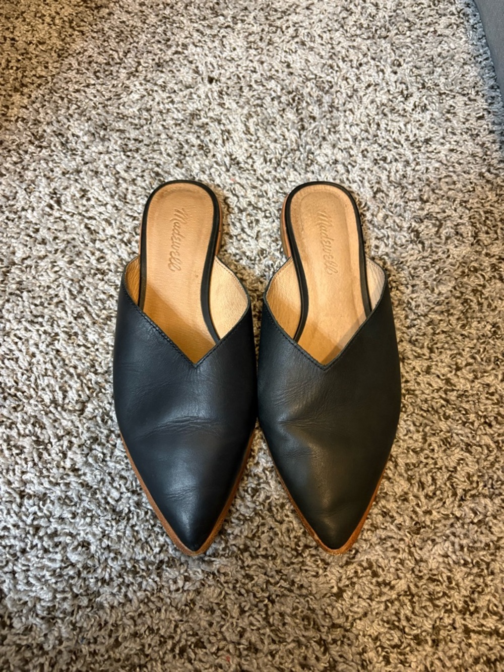 Madewell Emilia Mule Black Leather Slide Flat